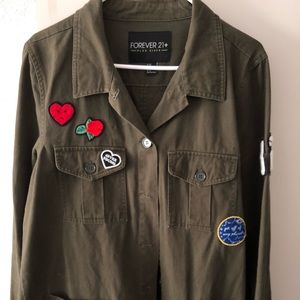 Forever 21+ Army Style Jacket w/ Patches